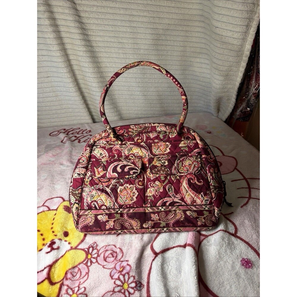 Vera Bradley Bowler Bag - Vintage Piccadilly Plum Paisley Satchel Handbag